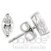 Rhodium 925 Sterling Silver Clear CZ Marquise Stud Earrings