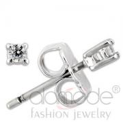 Wholesale Rhodium 925 Sterling Silver Clear CZ Round Stud Earrings