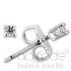 Rhodium 925 Sterling Silver Clear CZ Round Stud Earrings