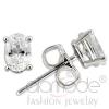 Rhodium 925 Sterling Silver Clear CZ Oval Stud Earrings