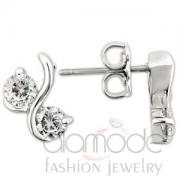 Wholesale Fashion Rhodium 925 Sterling Silver Clear CZ Stud Earrings