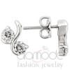 Fashion Rhodium 925 Sterling Silver Clear CZ Stud Earrings