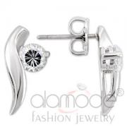 Wholesale Sleek Rhodium 925 Sterling Silver Clear CZ Stud Earrings