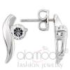 Sleek Rhodium 925 Sterling Silver Clear CZ Stud Earrings