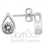Wholesale Rhodium 925 Sterling Silver CZ Teardrop Stud Earrings