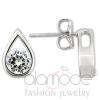 Rhodium 925 Sterling Silver CZ Teardrop Stud Earrings