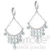 Rhodium Clear CZ Cubic Zirconia Chandelier Earrings