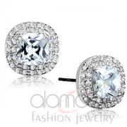 Wholesale Rhodium Clear CZ Cubic Zirconia Halo Stud Earrings
