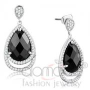 Wholesale Wholesale Rhodium Jet Black Pear Cut CZ Drop Earrings