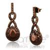 Coffee Brown Plated Pear Teardrop CZ Dangle Drop Earrings