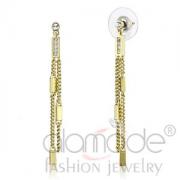 Wholesale Gold Plated Clear Crystal Tassel Drop And Dangle Earrings