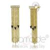 Gold Ruthenium Plated Spikes Crystal Tassel Dangle Earrings
