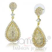 Wholesale Gold Plated Clear CZ Cubic Zirconia Pave Dangle Earrings