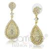 Gold Plated Clear CZ Cubic Zirconia Pave Dangle Earrings