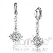Wholesale Rhodium Round Clear CZ Sparkle Drop Dangle Earrings