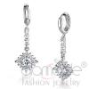Rhodium Plated Snowflake CZ Cubic Zirconia Dangle Earrings