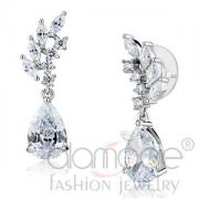 Wholesale Classy Wholesale Rhodium Plated Pear CZ Dangle Earrings