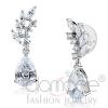 Classy Wholesale Rhodium Plated Pear CZ Dangle Earrings