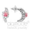 Wholesale Rhodium Plated Rose Pink CZ Stud Earrings