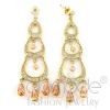 Gold 925 Sterling Silver Champagne CZ Chandelier Earrings