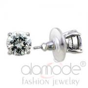 Wholesale Classic Simple Rhodium Round CZ Stud Earrings