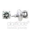 Classic Simple Rhodium Round CZ Stud Earrings