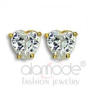Wholesale Classic Simple Gold Plated Heart CZ Stud Earrings