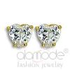 Classic Simple Gold Plated Heart CZ Stud Earrings