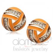 Wholesale Rose Gold Crystal Orange Epoxy Stud Earrings
