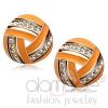 Rose Gold Crystal Orange Epoxy Stud Earrings