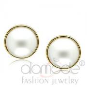 Wholesale Gold Plated Round White Pearl Stud Earrings
