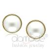 Gold Plated Round White Pearl Stud Earrings