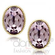 Wholesale Gold Plated Light Amethyst Crystal Oval Stud Earrings
