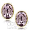 Gold Plated Light Amethyst Crystal Oval Stud Earrings