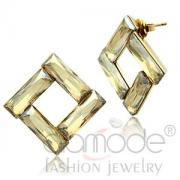 Wholesale Gold Plated Topaz Yellow Crystal Square Stud Earrings
