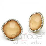Wholesale Gold Plated Large Orange Resin Halo Stud Earrings
