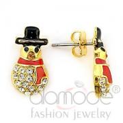 Wholesale Gold Plated Topaz Yellow Crystal Snowman Stud Earrings