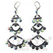 Wholesale Antique Silver Plated Black Crystal Chandelier Earrings