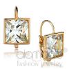 Rose Gold Plated Square Clear CZ Drop Earrings