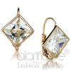 Rose Gold Plated Diamond Clear CZ Drop Earrings