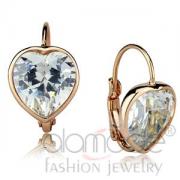 Wholesale Rose Gold Plated Heart Clear CZ Drop Earrings