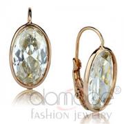 Wholesale Rose Gold Plated Oval Clear CZ Drop Earrings