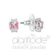 High Polished 925 Sterling Silver Rose Pink CZ Stud Earrings