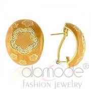 Wholesale Gold Sterling Silver Orange Flower Clear CZ Stud Earrings