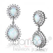 Wholesale Rhodium Sterling Silver Genuine Pear Opal Dangle Earrings