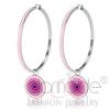 High Polished Stainless Steel Rose Pink Epoxy Hoop Earrings