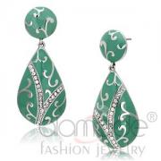 Wholesale Stainless Steel Clear Crystal Green Dangle Earrings