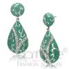 Stainless Steel Clear Crystal Green Dangle Earrings