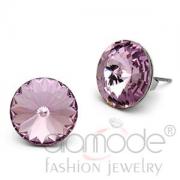Wholesale Stainless Steel Amethyst Purple Crystal Stud Earrings