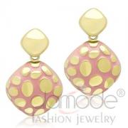 Wholesale Gold Plated Stainless Steel Light Rose Epoxy Drop Earrings